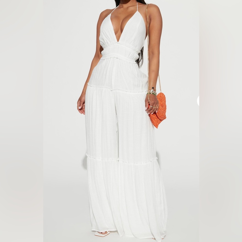 Elegant White Women's Wide-Leg Jumpsuit
